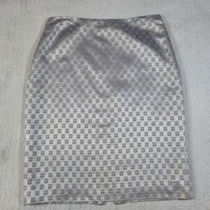 Dana Buchman Light Purple Shinny Gold Floral Jacquard Print Pencil Skirt